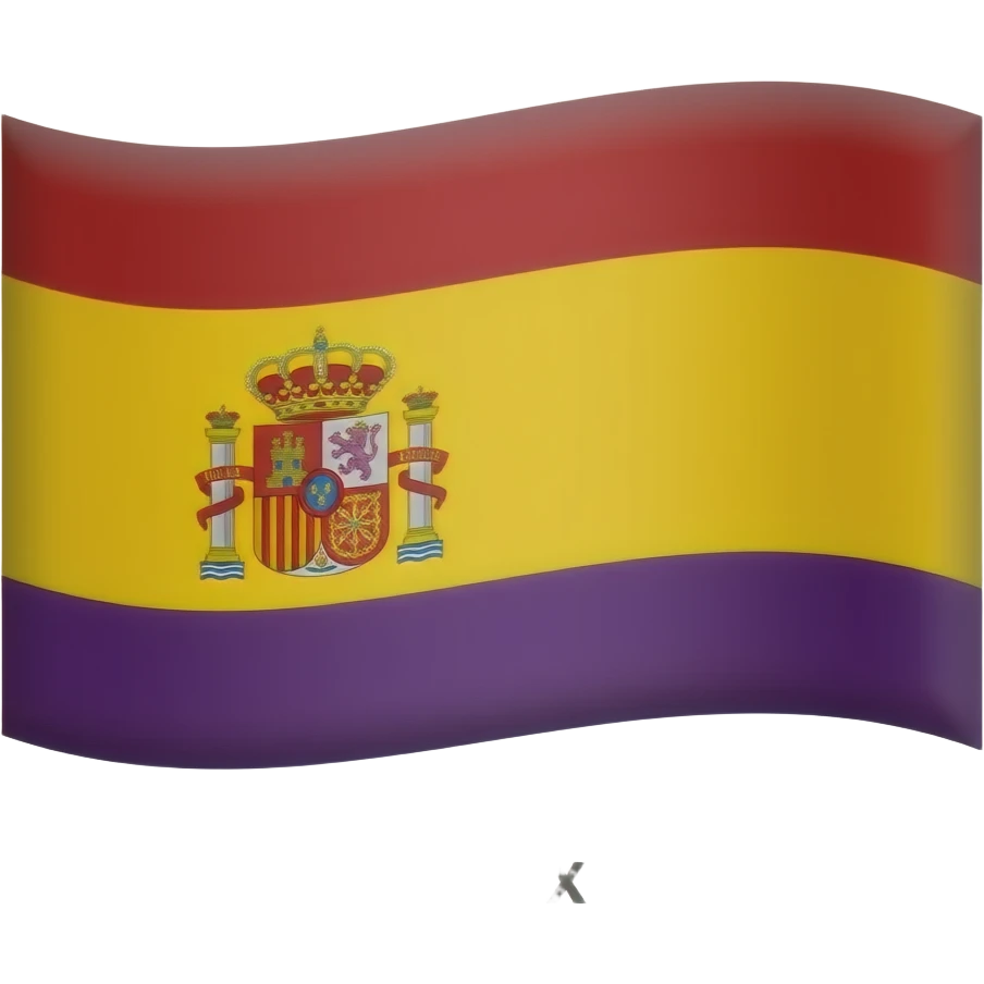 an emoji for the flag of the second spanish republic, having three stripes of the same width, one red, one yellow and one purple, whilst including the 1931 spanish coat of arms which had a castle instead of a crown and no monarchy symbol, in the middle. emoji