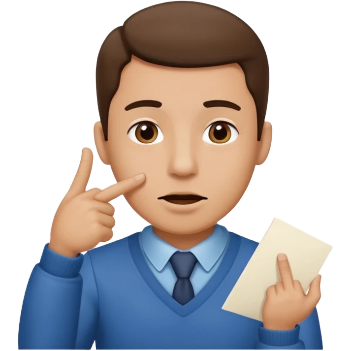 L sign language pointing the man mouth emoji