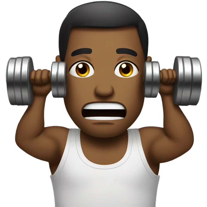 Man with dumbells crying emoji