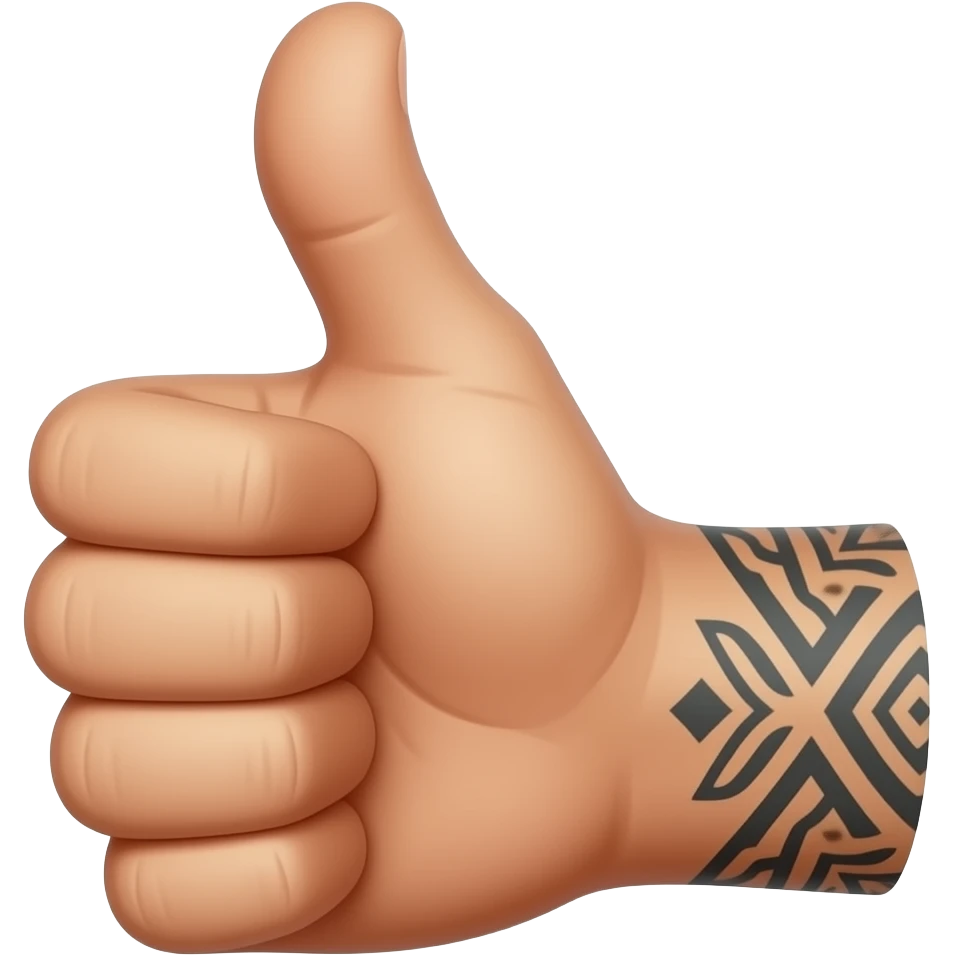 Latino man hand thumbs up with tattoos emoji