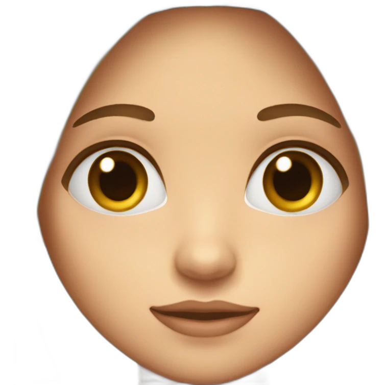 girl with long hair and mol in the right cheek under eye, brown eyes emoji