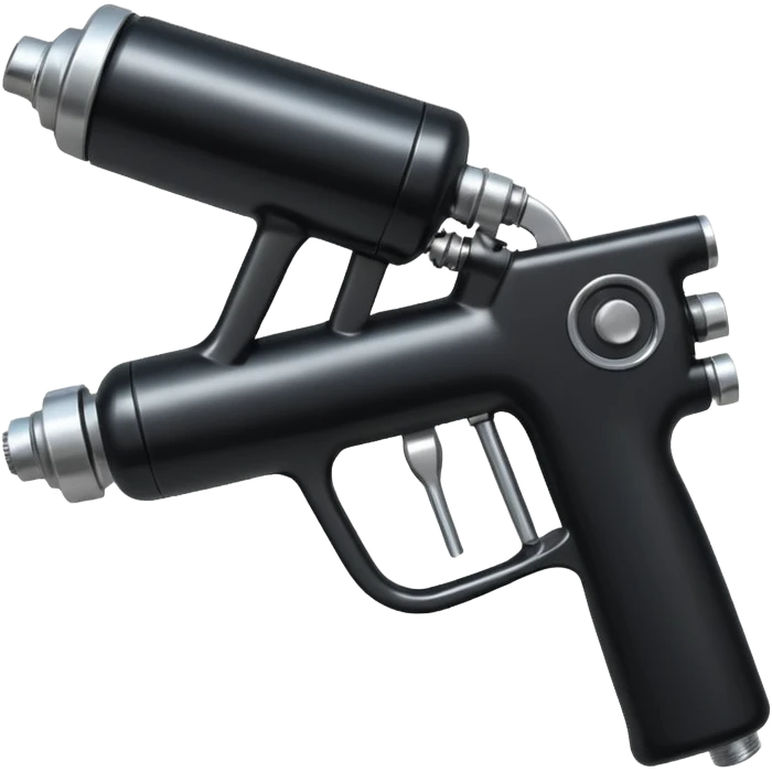 black and metal spray gun with clear attached emoji