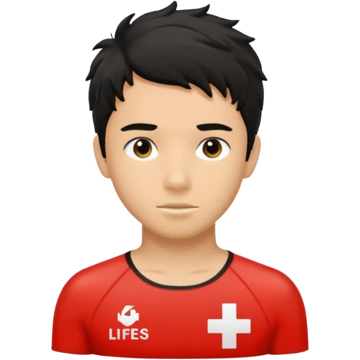 Lifeguard Teenager with Black messy hair saving lives emoji