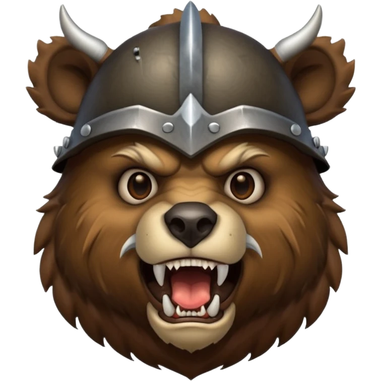 Bear wearing horned helmet growling emoji