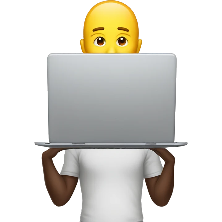 Laptop man with half face hidden behind the laptop screen emoji