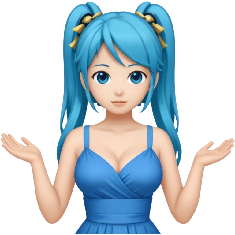 Miku big boobs blue dress and tight emoji