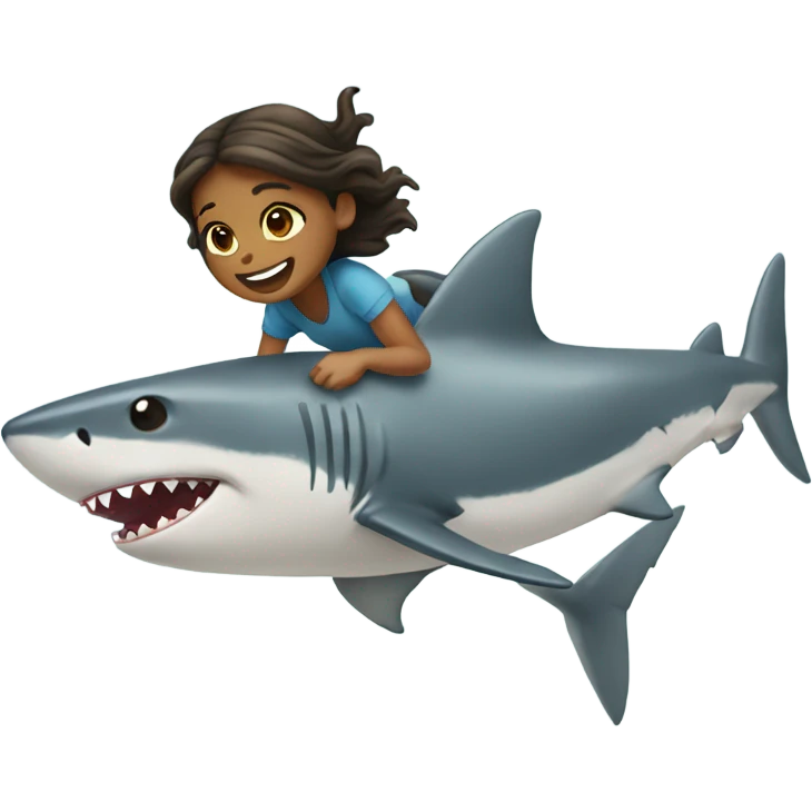 Girl flying with a shark emoji