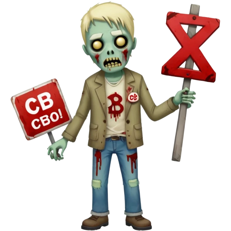 zombie with "CBO" sign emoji