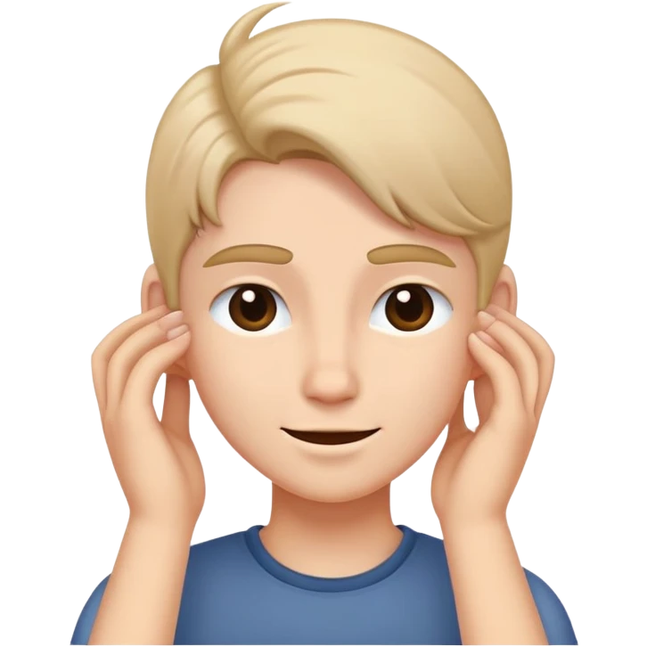 A face tucking their hair behind their ear with a little smirk and blushing  emoji