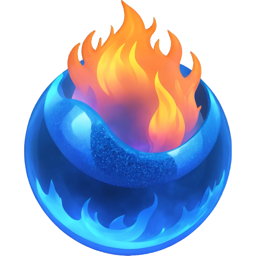 magic ball of blue sparkly fire, glowing and mystical, with sparkling effects emoji