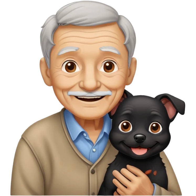 Small black dog with old man  emoji