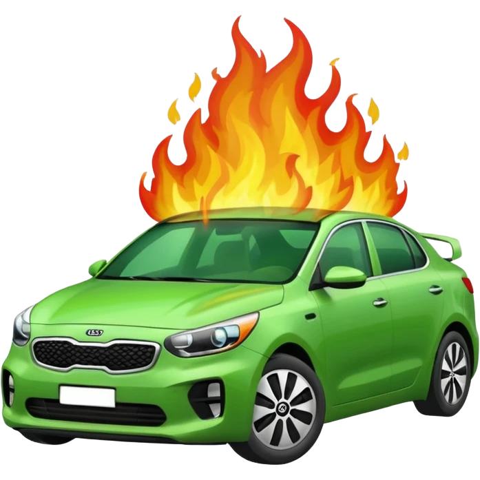 Green Kia soll on fire emoji