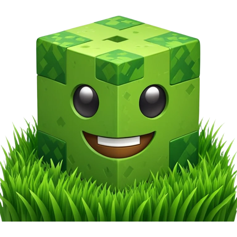 3D Apple style emoticons for Minecraft grass blocks, cube shaped with grass on top emoji