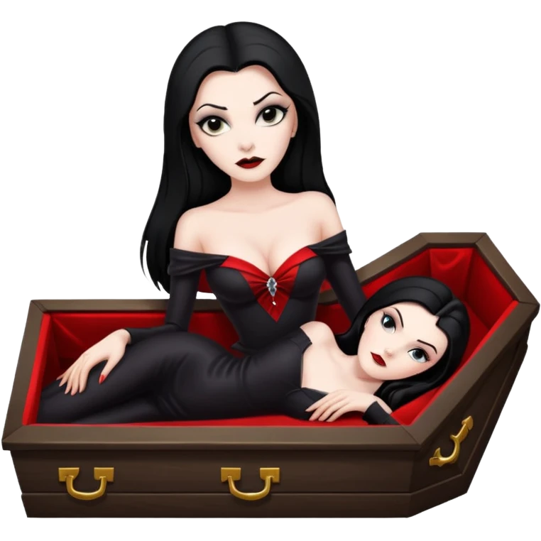Vampira mulher bonita sexy em seu caixão  emoji