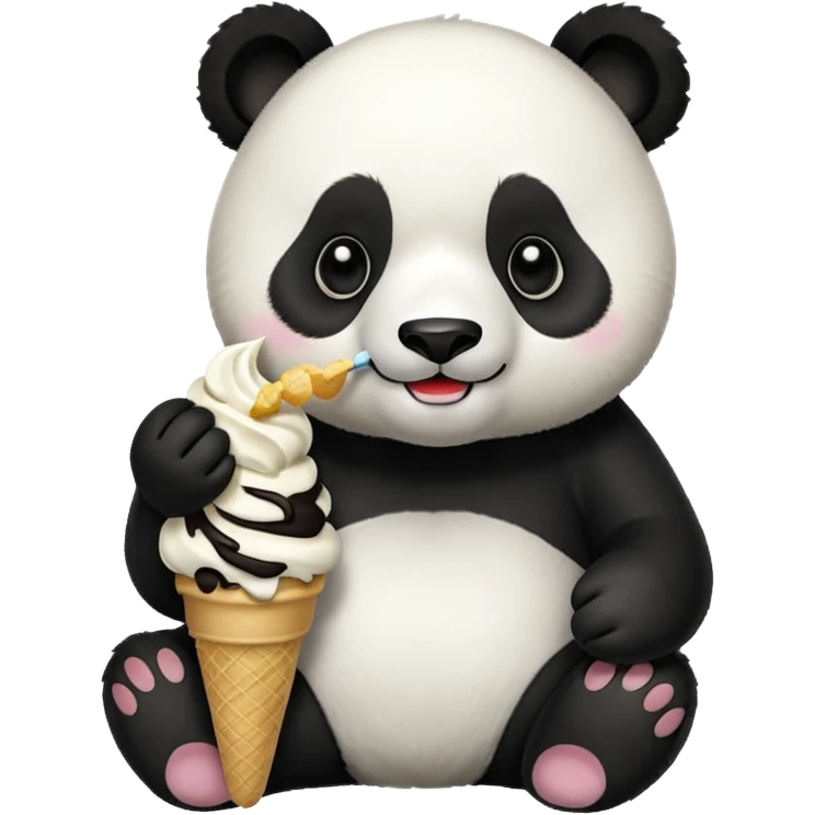 Panda eating ice cream emoji