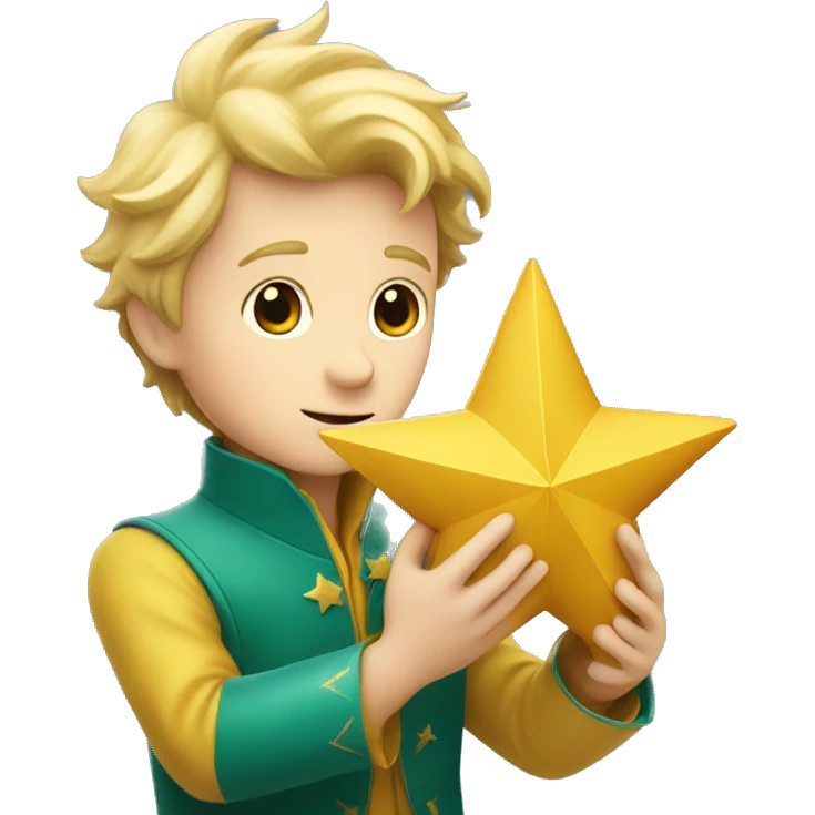 The little prince holds a star in his hands emoji