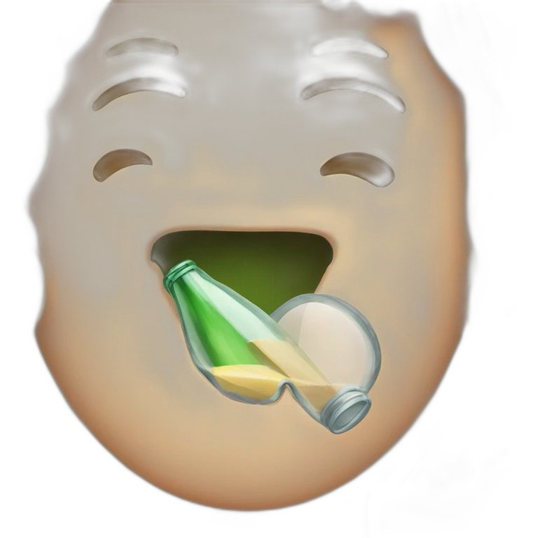 I want someone putting a glass fully in his mouth with the lips around the glass emoji