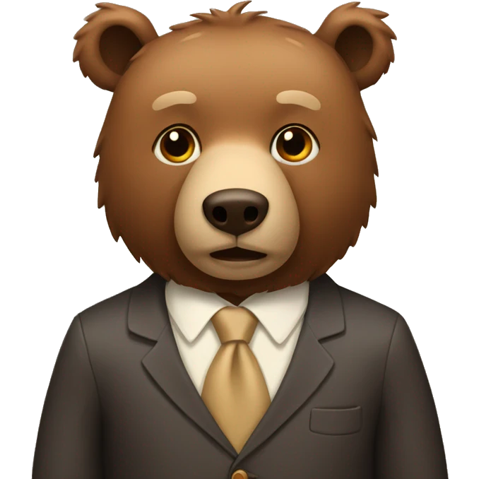 Brown bear, with a beige tie that has a bow on it, on its neck emoji