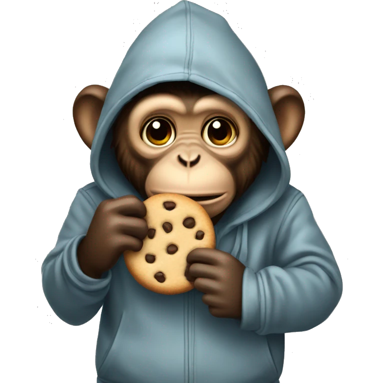 Monkey waring a hoodie and eating a cookie emoji