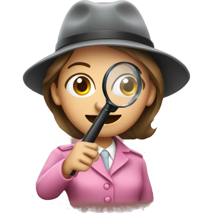  female detective wearing pink holding magnifying glass emoji