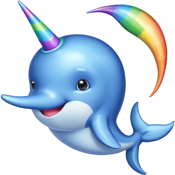  blue narwal with rianbow horn emoji