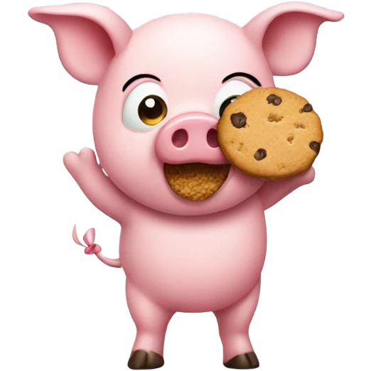 Piggy standing up while eating cookies  emoji