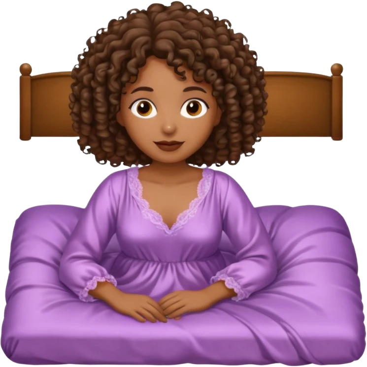 black woman bigger breast emoji curly hair darker. make her a little older. make her lying down in bed emoji