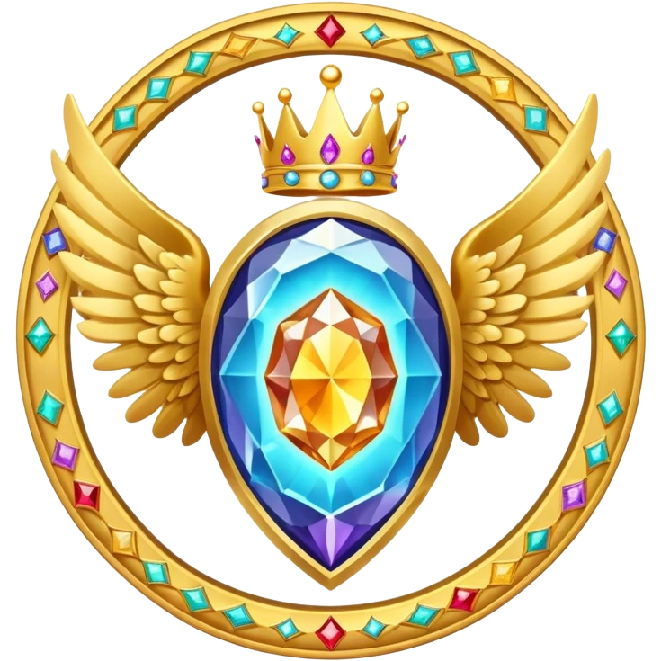 Big magic galactic gemstone award-in-frame-decorated-with-big-golden-angel--wings and crown emoji