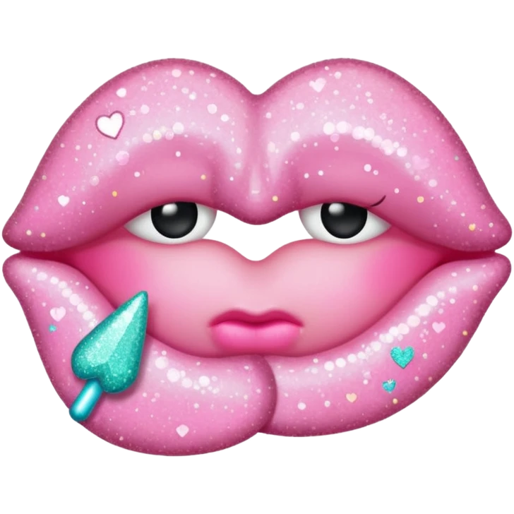 Pastel pink kiss mark glittery emoji