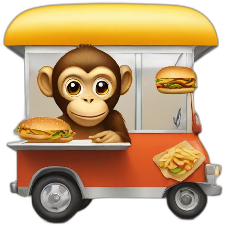 Monkey on a Foodtruck with a Burger  emoji