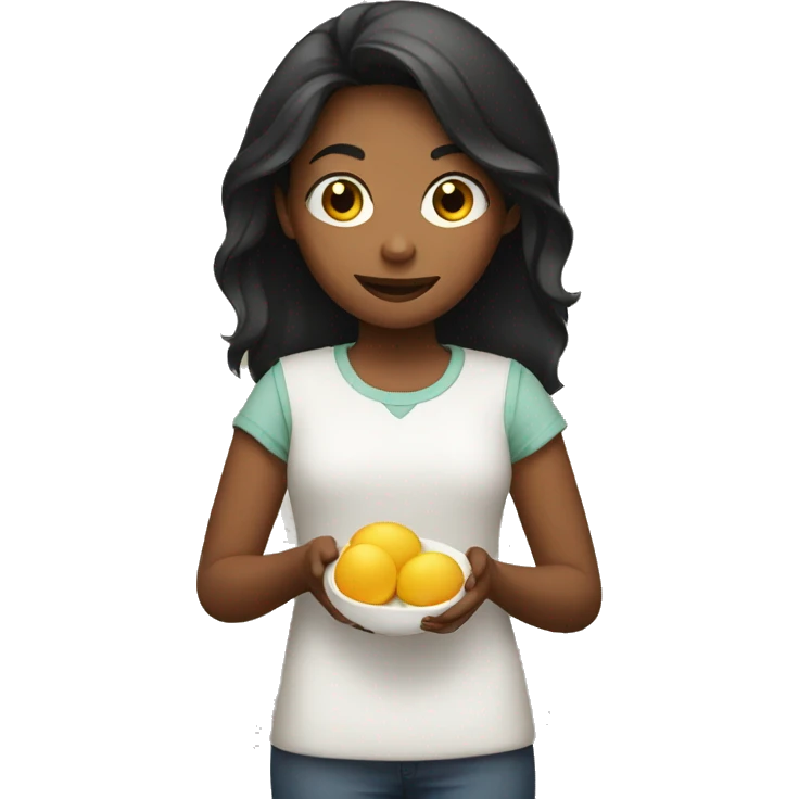 Girl holding a knife holding eggs emoji