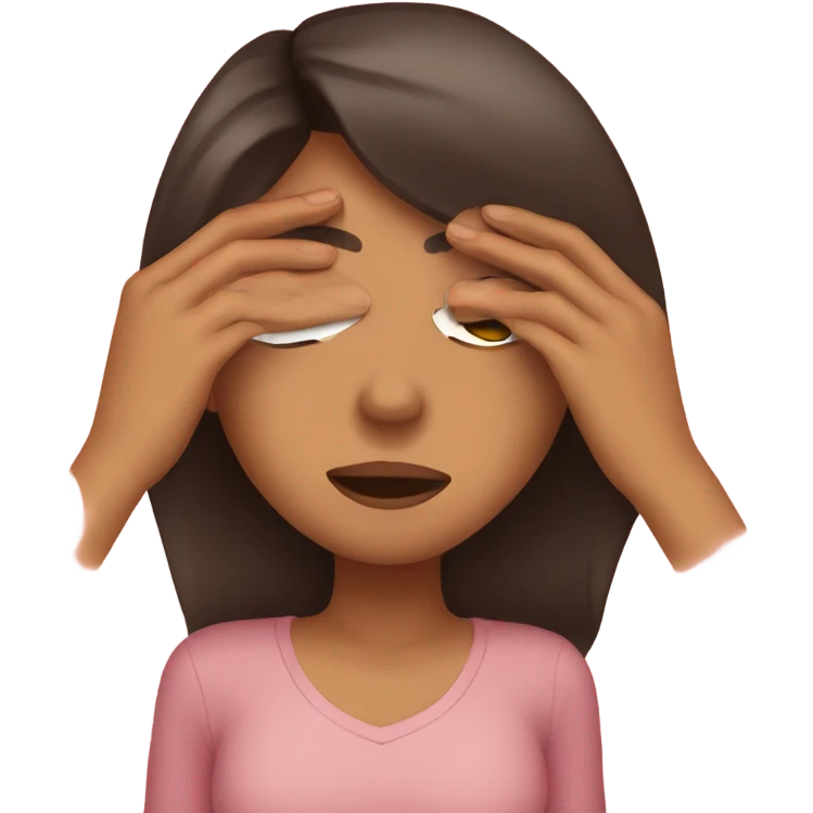 Brunette girl covering her eyes emoji