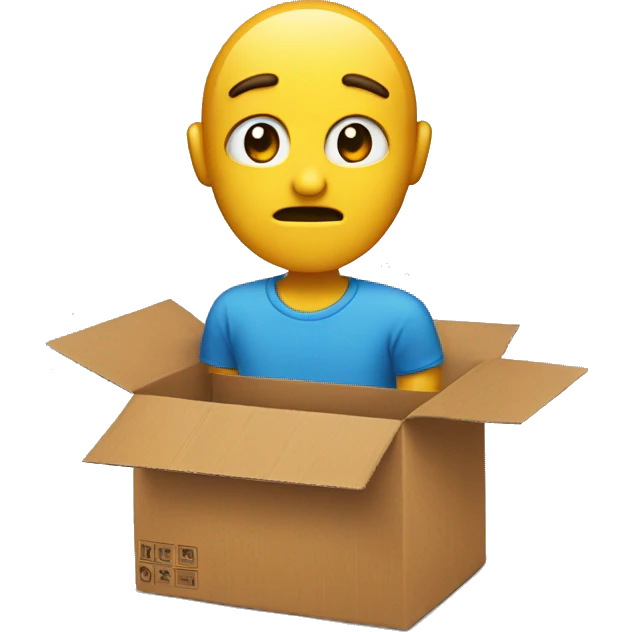 Someone asking for help with a cardboard emoji