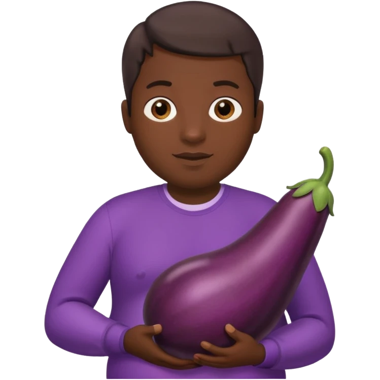 a pregnant man with eggplant emoji