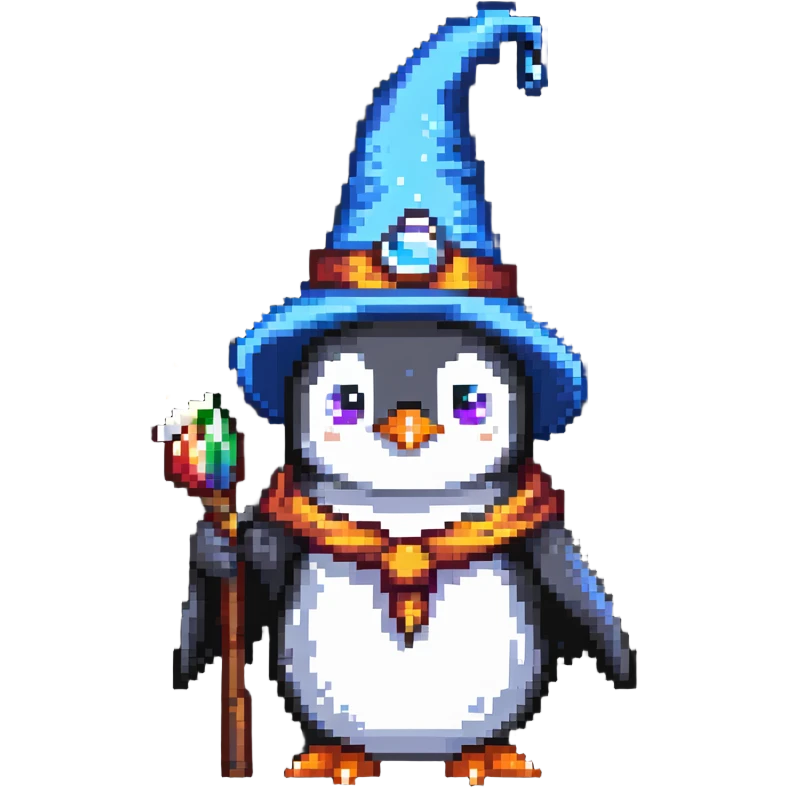 penguin wizard casting a spell emoji