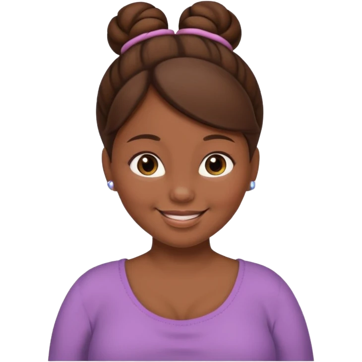 pregnant woman, brown hair, dark skin, bun hair emoji