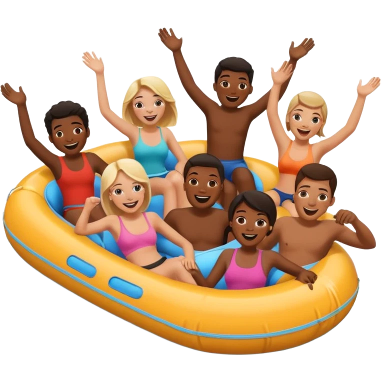 Tubing with friends 6 black people 1 white girl emoji
