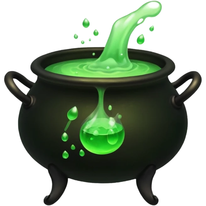 Cauldron – Black pot bubbling green potion. emoji