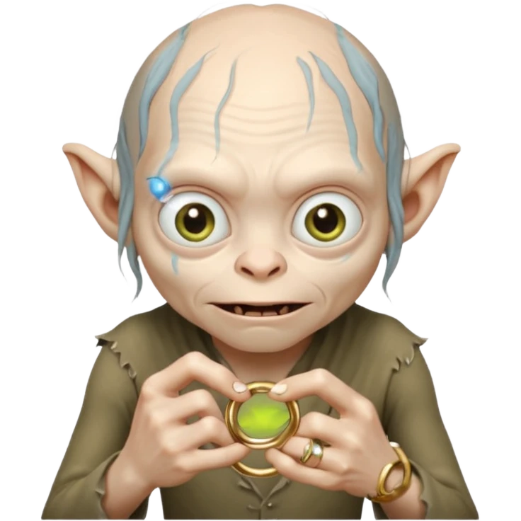 expresion de Gollum del señor de los anillos en la cual tiene un anillo con la expresion precioso emoji
