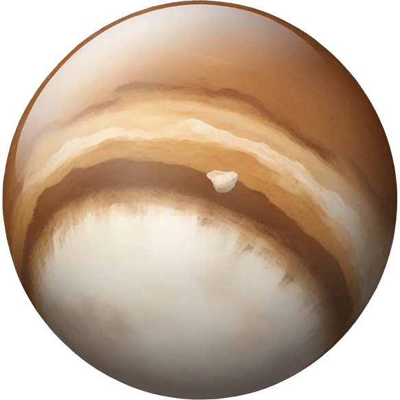 A planet, with rock and icy surface, mostly white and soft brown as colors emoji