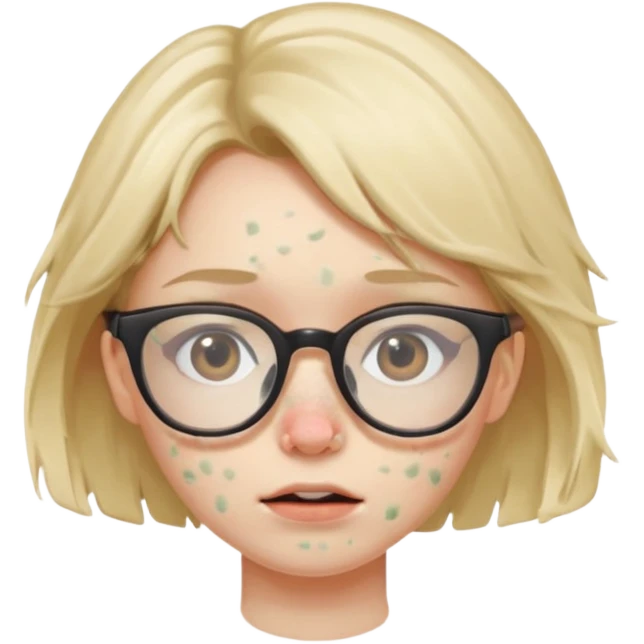 messy girl with pimples on face and glasses emoji