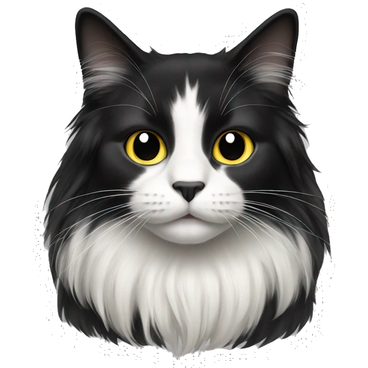 Black and white long haired cat emoji