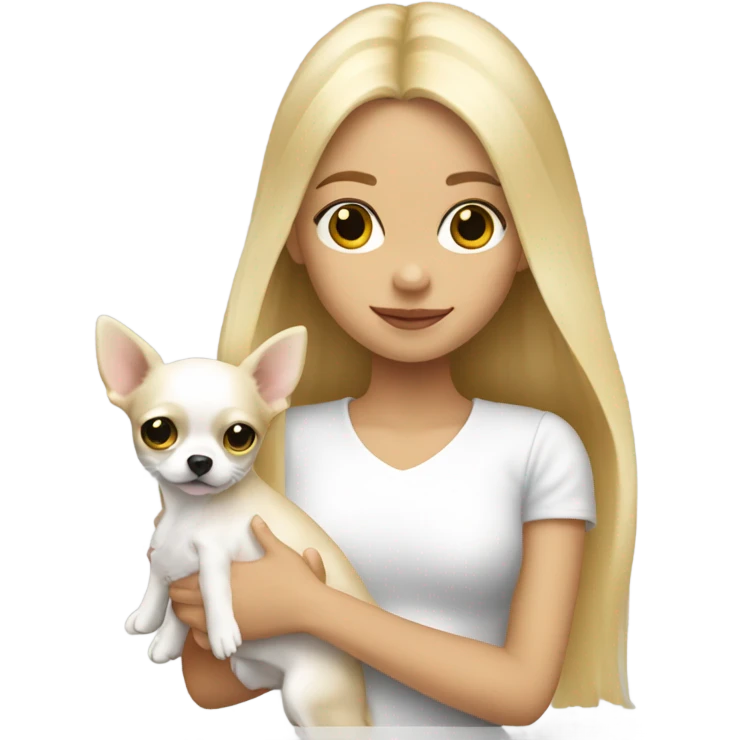 Blonde girl and white chihuahua emoji