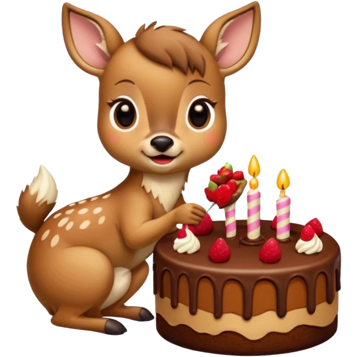 Fawn eating cake emoji