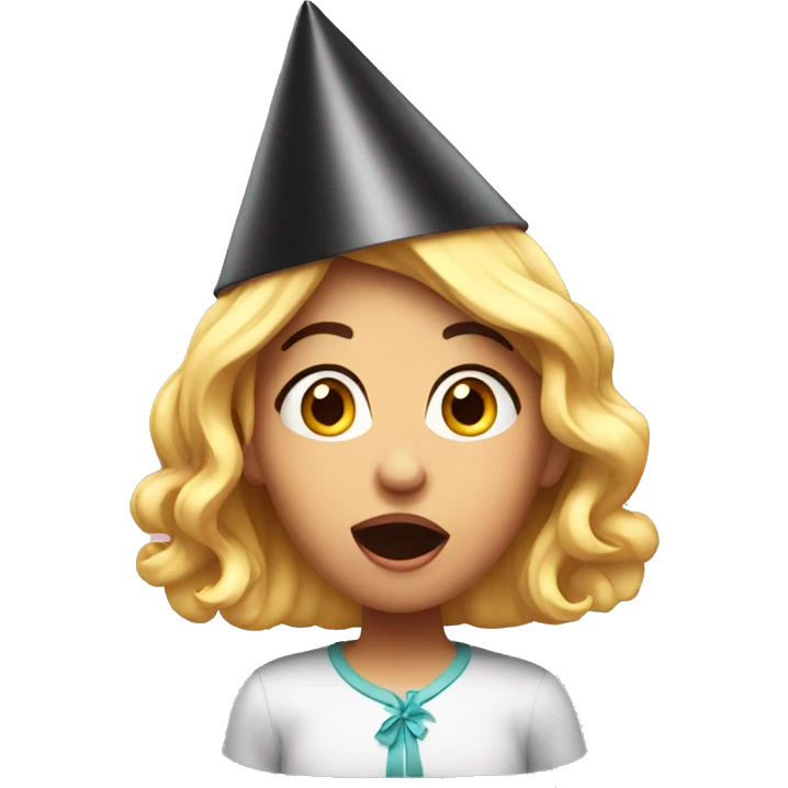 surprised girl in birthday cap emoji