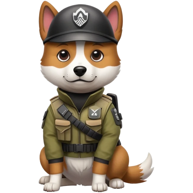 A dog in a rainbow six siege outfit  emoji
