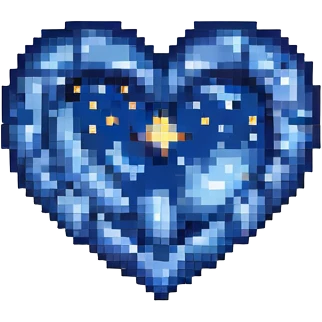 heart in a midnight color palette with deep blue and black, subtle stars and moon motif emoji