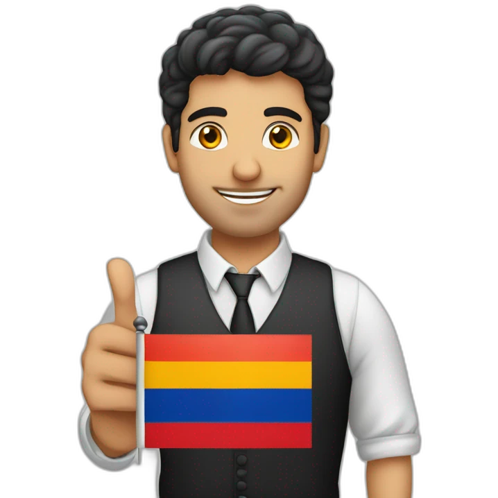 Armenian guy with flag of germany at the hand emoji