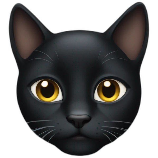 Big black cat with yeux blessé emoji