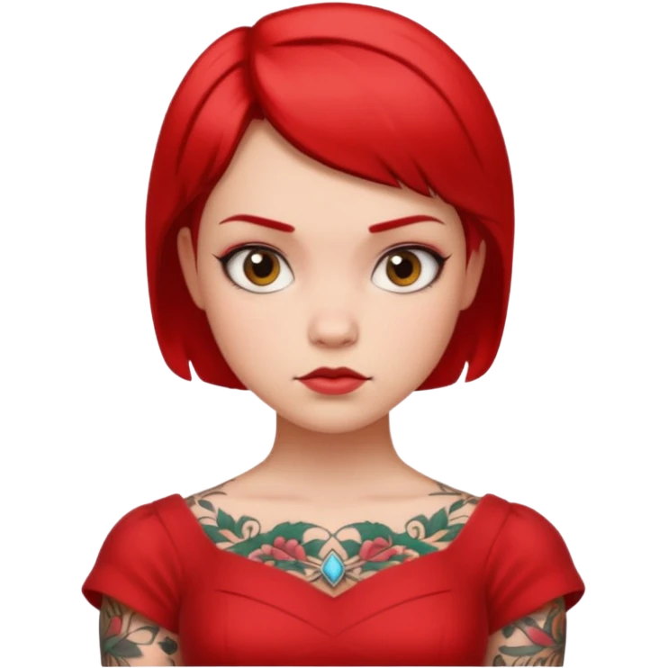 Tattooed princesses red dress short hair emoji